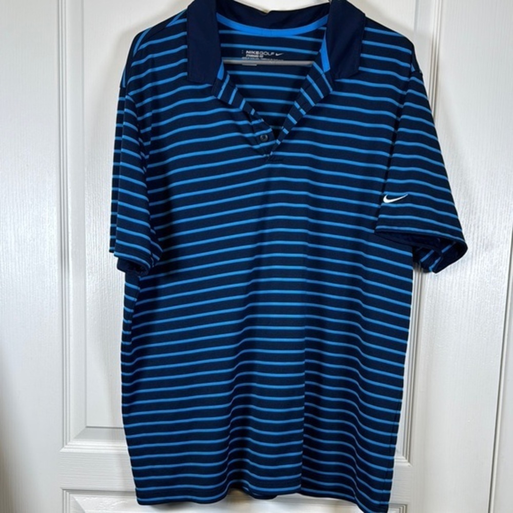 Nike Golf Standard Fit Dri-Fit Polo Shirt Teal Navy Blue Size XL EUC #5515